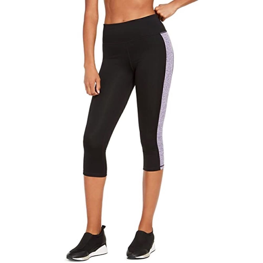 Ideology Noir Frost Lavender Essentials Colorblocked Cropped Leggings Small NWT